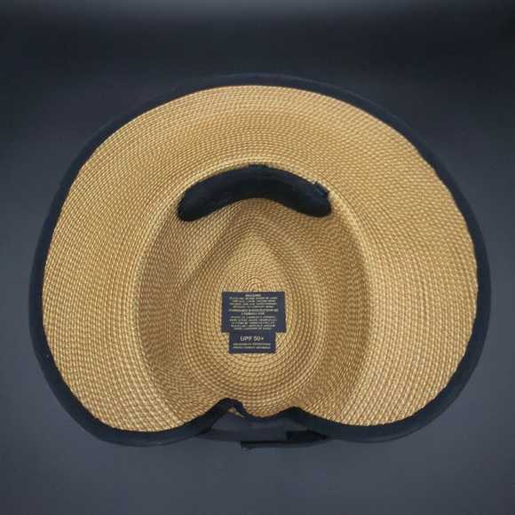 Eric Javits Sun Crest Packable Hybrid Fedora Hat | Natural/Black Trim | One Size - Picture 3 of 3